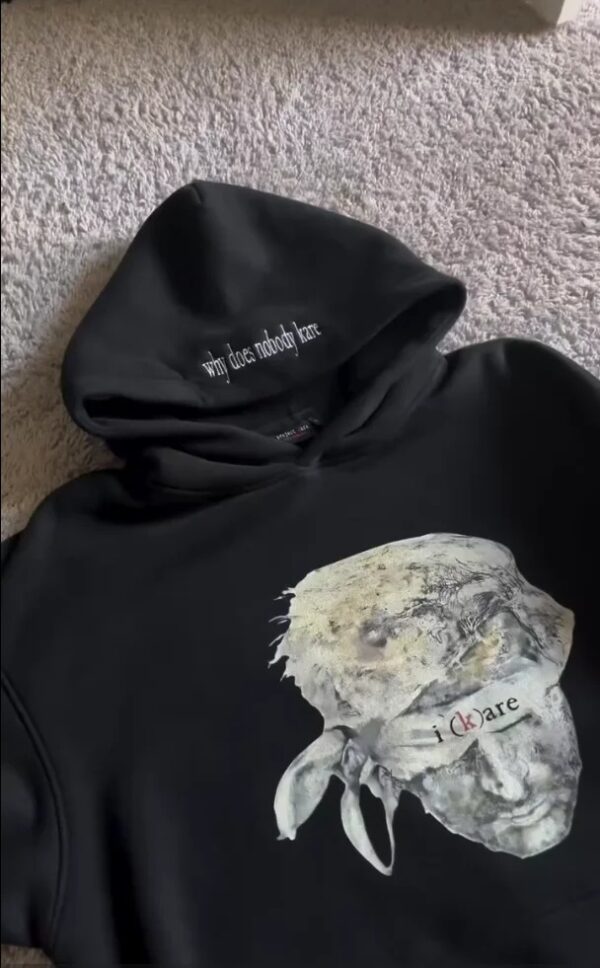Oversized losse portret brief print hoodie gothi - Oversized Größe L